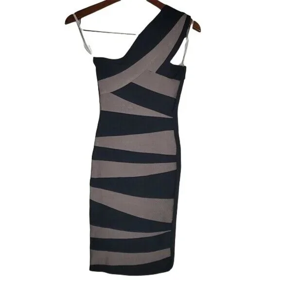 Stretta Jessica Black One Shoulder Bandage Bodycon Dress XS Party - Picture 2 of 9
